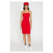 Koton Women's Red Sleeveless Midi Strap Dress
