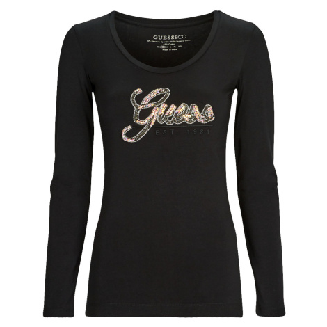 Guess LS SN GUESS SCRIPT TEE Černá