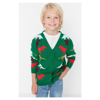 Trendyol Boy Green Dinosaur Patterned Knitwear Sweater