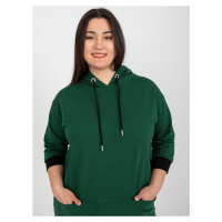 Tmavě zelená mikina plus size s kapucí