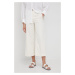 Bavlněné kalhoty Drykorn dámské, béžová barva, široké, medium waist