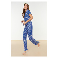 Trendyol Navy Blue Belted Polka Dot Jumpsuit