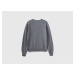 Benetton, Gray V-neck Cardigan In Pure Merino Wool