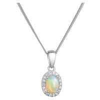 Evolution Group Stříbrný náhrdelník luxusní s pravým opálem bílý 12085.3 opál