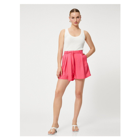 Koton Mini Shorts Viscose Blend with Pockets and a Belted Waist.