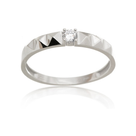 Dámský prsten z bílého zlata se zirkony PR0599F + DÁREK ZDARMA
