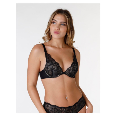 Černá dámská krajková push-up podprsenka Wonderbra GLAMOUR TRIANGLE PUSH-UP BRA