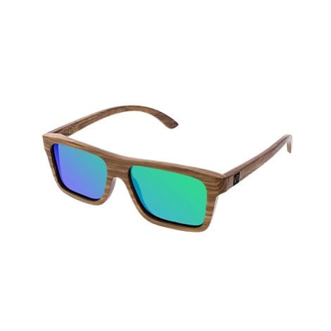 VeyRey Dřevěné sluneční brýle hranaté Forest zelená skla