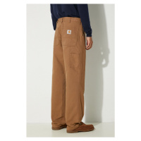 Bavlněné kalhoty Carhartt WIP Single Knee Pant hnědá barva, jednoduché, I031497.HZ02