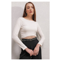 Bigdart 0444 Crop Chain Blouse - White