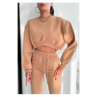 Laluvia Camel Premium Raised Tracksuit Set