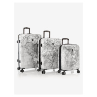 Sada tří vzorovaných cestovních kufrů v bílé barvě Heys Journey 3G S,M,L Black/White Map