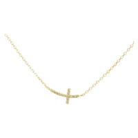 Dámský stříbrný pozlacený náhrdelník s křížkem STNAH108F