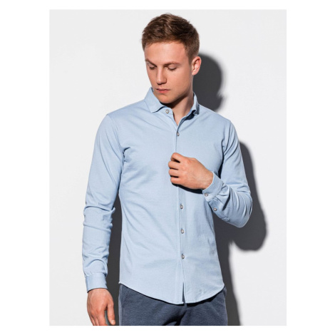 Ombre Clothing Modrá košile s dlouhým rukávem K540