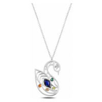 Klenoty Amber Stříbrný náhrdelník labuť