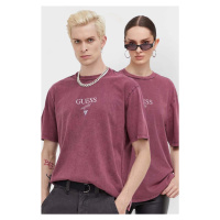 Bavlněné tričko Guess Originals fialová barva, s potiskem