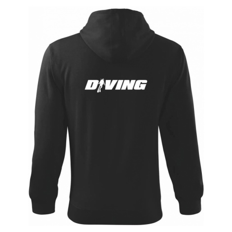 Diving nápis potápěč - Mikina s kapucí na zip trendy zipper