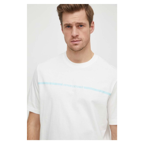 Bavlněné tričko Armani Exchange béžová barva, s potiskem, 3DZTLG ZJ9JZ