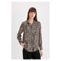 DEFACTO Regular Fit Leopard Print Long Sleeve Shirt