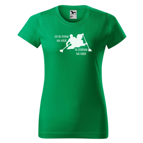 DOBRÝ TRIKO Vtipné dámské tričko s potiskem Co se stane na vodě Barva: Středně zelená
