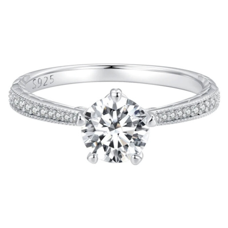 GRACE Silver Jewellery Stříbrný prsten Yara 1 ct MOISSANITE + CERTIFIKÁT P-MSR019/52 Stříbrná ce