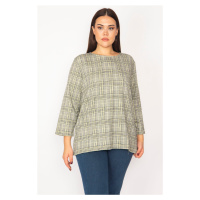 Şans Women's Plus Size Patterned Checkered Tunic