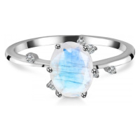 Klenoty Amber Luxusní stříbrný prsten měsíční kámen a topaz Mystic