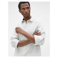 Koton Linen Blend Shirt Classic Collar Long Sleeve