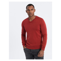 Ombre Men's wash sweater with v-neck - red