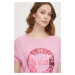 Tričko s příměsí lnu Mos Mosh růžová barva