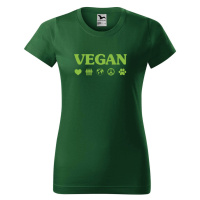 DOBRÝ TRIKO Dámské tričko s potiskem Vegan symboly Barva: Lahvově zelená