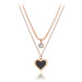Victoria Filippi Stainless Steel Ocelový dvojitý náhrdelník Madeleine Gold - ocel, zirkon, srdce