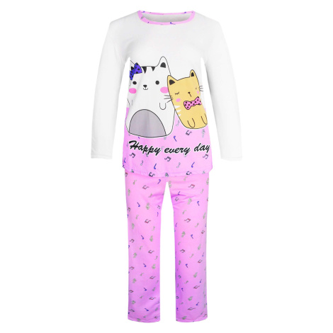 Sleep kitty veselé pyžamo dvojdílné 2298 růžová