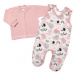 Baby Nellys 2-dílná sada, bavlněné dupačky s košilkou Sloníci, růžová, vel.