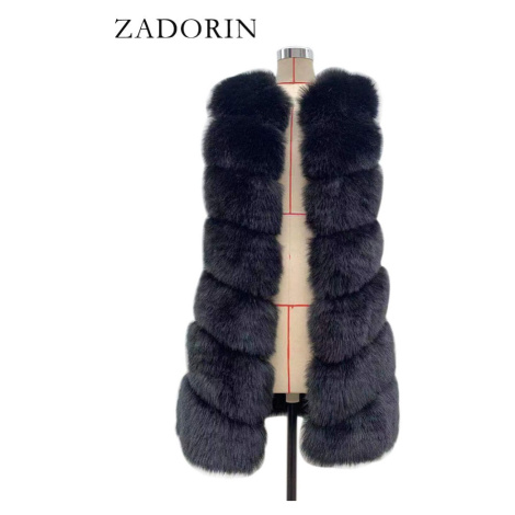 Luxusní kožešinová vesta s prošíváním a kulatým výstřihem A.Zado.Rin