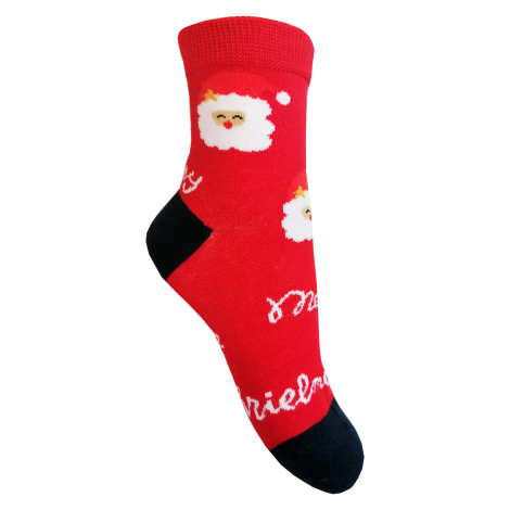 Dětské vánoční ponožky Aura.Via - SG9102, červená/ modrá pata Barva: Červená