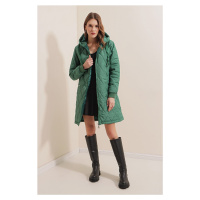 Bigdart 5138 Prošívaný dlouhý péřový kabát - Emerald