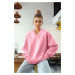 Trendyol Pink Hooded Oversize/Wide Pattern Thick Knitted Sweatshirt