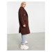 Miss Selfridge borg longline overcoat in chocolate-Brown