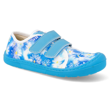 Barefoot plátěnky KOEL - Dud Textile Cyan Flowers modré Koel4kids