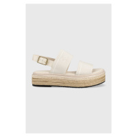Sandály Calvin Klein FLATFORM WEDGE - HE dámské, bílá barva, na platformě, HW0HW01497