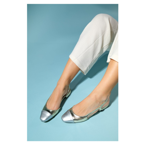 LuviShoes LUJO Gold-Silver Women's Open-Back Flat Ballerina Shoes