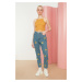 Trendyol Blue Embroidered High Waist Mom Jeans