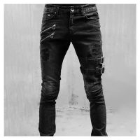 Pánské stylové džíny se zipy a pásky