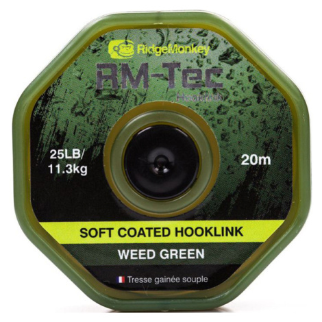 Ridgemonkey návazcová šňůrka rm tec soft coated hooklink 20 m zelená-nosnost 25 lb
