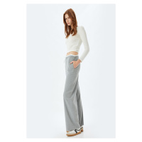 Koton Gray Striped Women's Trousers