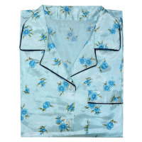 Elena Max Ecru saténové pyžamo s kraťasy světle modrá