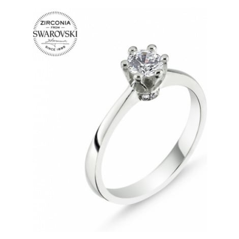 Klenoty Amber Stříbrný zásnubní prsten Swarovski - velký čirý zirkon