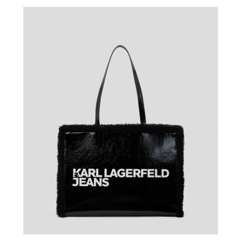 Kabelka karl lagerfeld jeans box logo pu shearling tote černá