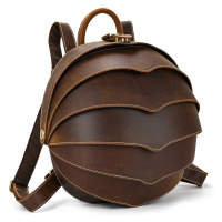 Originální kožený batoh kulatého tvaru handmade vintage